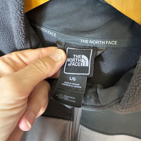 The North Face Apex Gray Soft Shell Fleece Lined Full Zip Hooded Jacket Sz L - Picture 6 of 15